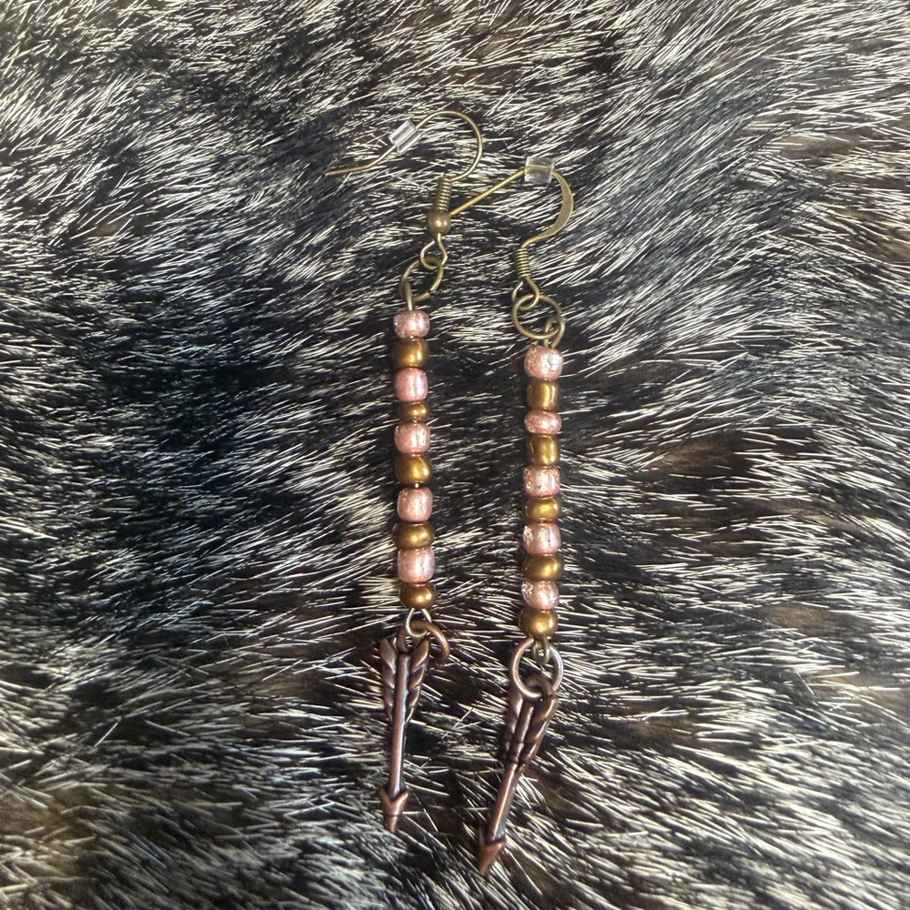 Elegant Bronze Beaded Dangle Earrings
